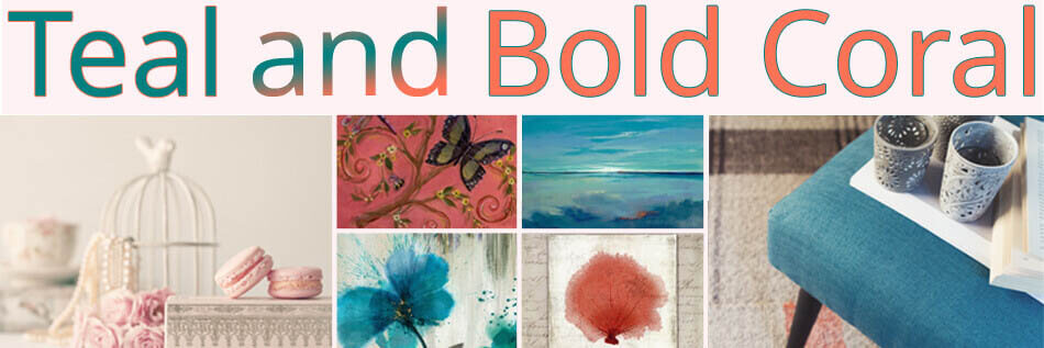 Bold Coral Brown and teal Art