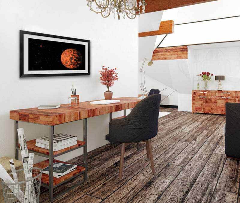 Orange Stellar Space Art in an Office
