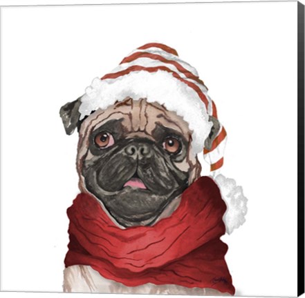 Framed Holiday Pug Print