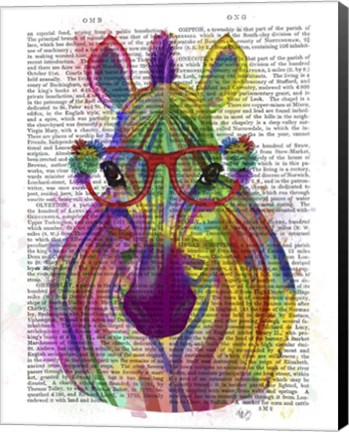 Framed Zebra Rainbow Splash 1 Print