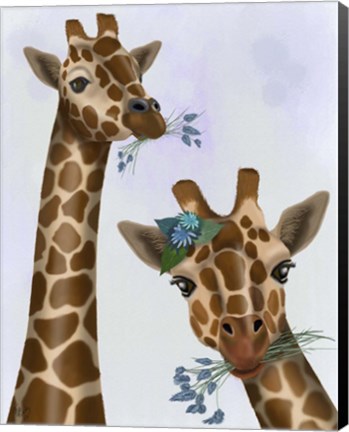 Framed Chewing Giraffe Duo Print