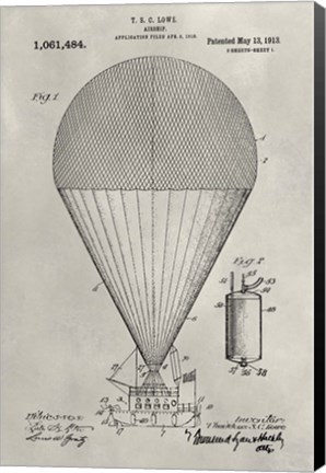 Framed Patent--Hot Air Balloon Print