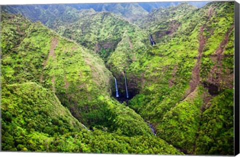 Framed Waterfalls Of Kauai, Hawaii Print