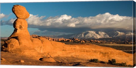 Framed Sunset On A Balanced Rock Monolith, Arches National Park Print