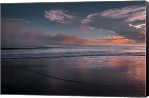 Framed Sunset On Ocean Shore 3, Cape May National Seashore, NJ Print