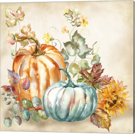 Framed Watercolor Harvest Pumpkin I Print