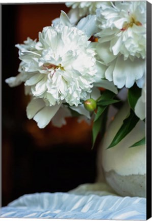 Framed White Peonies In Cream Pitcher 4 Print