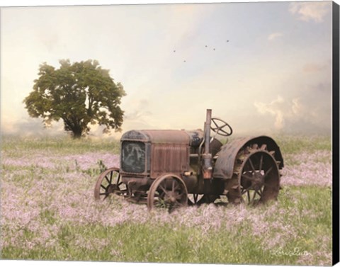 Framed Tractor at Sunset Print