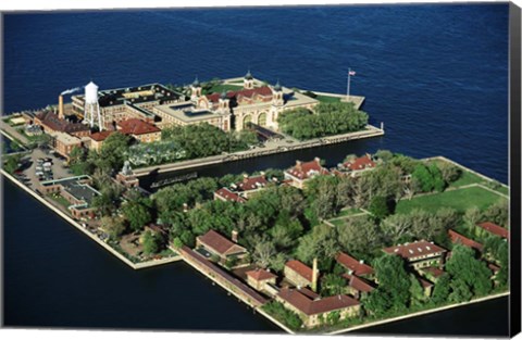 Framed New York Ny Aerial Of Ellis Island Print