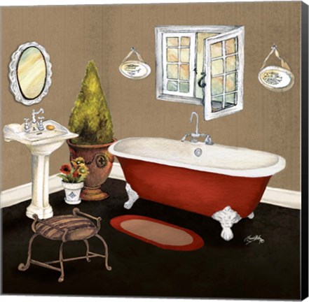 Framed Red Master Bath I Print