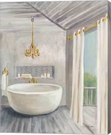 Framed Attic Bathroom II Gray Print