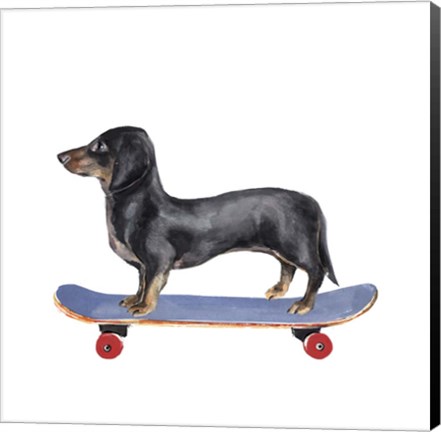 Framed Pups on Wheels II Print