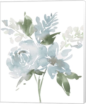 Framed Restful Blue Floral II Print