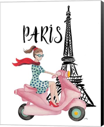 Framed Paris By Moped Print