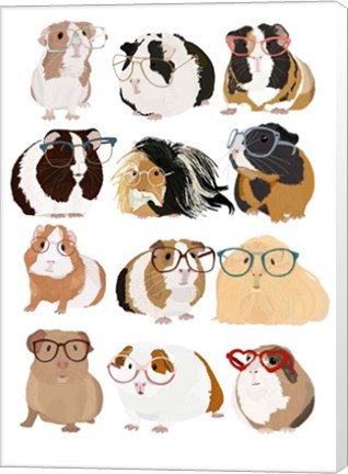 Framed Guinea Pigs In Glasses Print