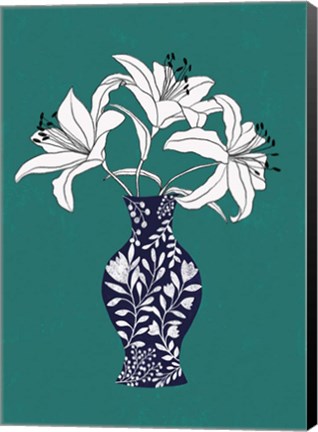 Framed Lily On Teal Print