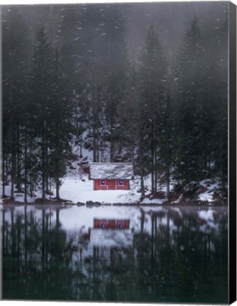 Framed Cottage by the Lake Print