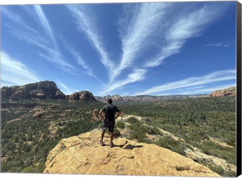 Framed Male Hiker on Soldier&#39;s Pass Trail, Sedona, Arizona Print