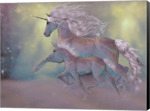 Framed Adult and Baby Unicorn Print