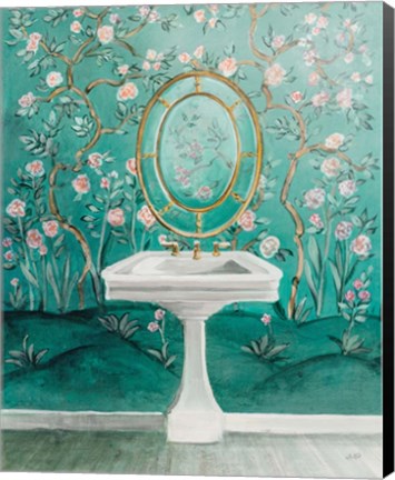 Framed Chinoiserie Bath I Print