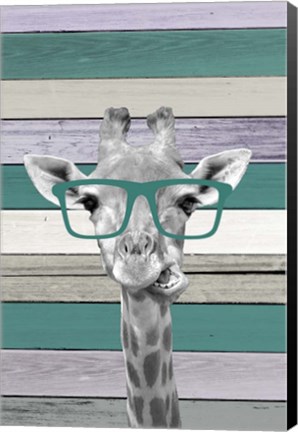 Framed Giraffes Glasses 2 Print