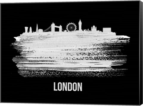 Framed London Skyline Brush Stroke White Print