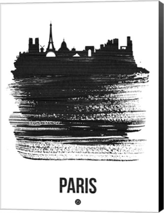 Framed Paris Skyline Brush Stroke Black Print