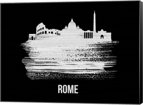 Framed Rome Skyline Brush Stroke White Print