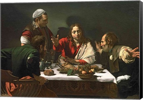 Framed Supper at Emmaus, 1601 Print