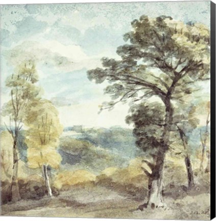 Framed Landscape with Trees and a Distant Mansion Print