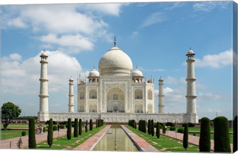 Framed Taj Mahal, Agra, India With Green Trees Print