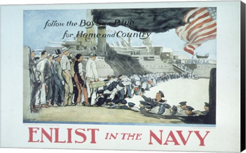 Framed Follow the Boys in Blue for Home and Country Enlist in the Navy Print