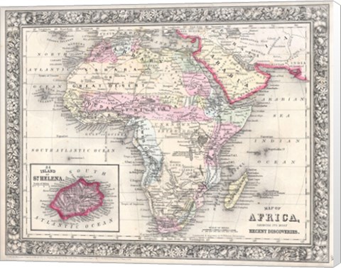 Framed 1864 Mitchell Map of Africa Print