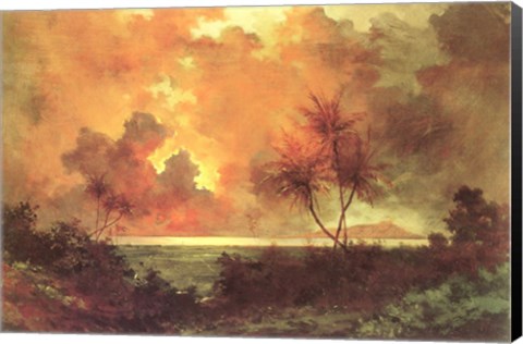 Framed Jules Tavernier - &#39;Sunrise Over Diamond Head&#39;, 1888 Print