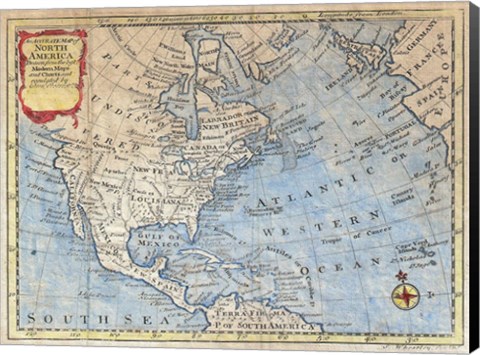 Framed 1747 Bowen Map of North America Print