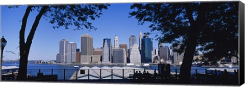 Framed Skyscrapers on the waterfront in Manhattan, New York City Print