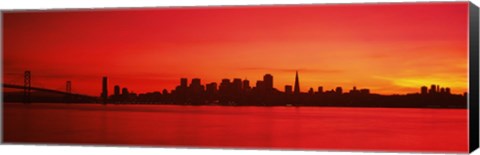 Framed San Francisco silhouette (red), California Print