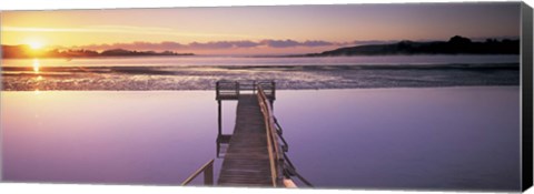 Framed High angle view of a pier on a river, Pounawea, The Catlins, South Island New Zealand, New Zealand Print