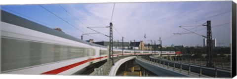 Framed Silver Train on railroad tracks, Central Station, Berlin, Germany Print