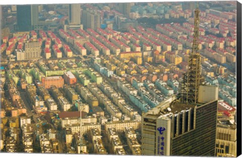 Framed Aerial view of housing, Shanghai, China Print