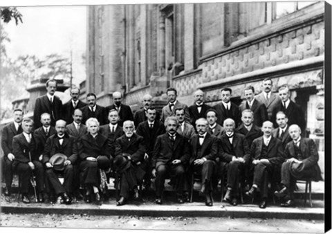 Framed 1927 Solvay Conference on Quantum Mechanics Print