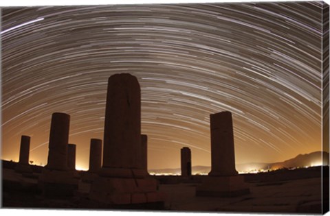 Framed Star trails above the Private Palace of Cyrus the Great, Pasargad, Iran Print