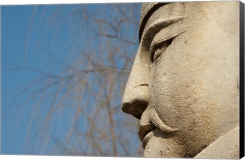 Framed Detail of warrior statue, Changling Sacred Way, Beijing, China Print