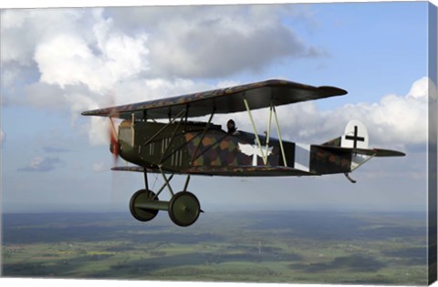 Framed Fokker DVII World War I replica fighter in the air Print