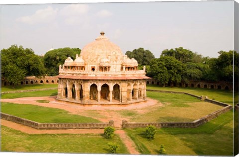 Framed Peaceful Park, Isa Khan Tomb Burial Sites, New Delhi, India Print