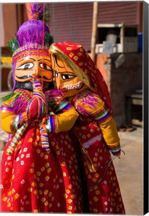 Framed Puppets For Sale in Downtown Center of the Pink City, Jaipur, Rajasthan, India Print