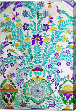 Framed Decorated Tile Painting at City Palace, Udaipur, Rajasthan, India Print