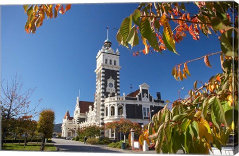 Framed Autumn, Train Station, Dunedin, South Island, New Zealand Print