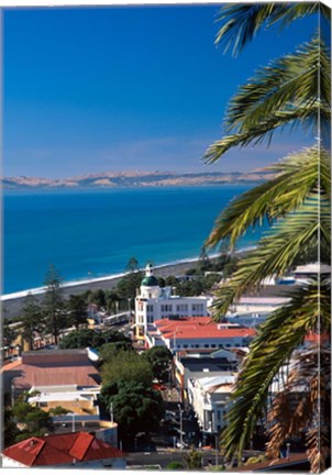 Framed View of Hawke&#39;s Bay, Napier, New Zealand Print