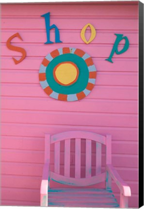 Framed Colorful Sign at Compass Point Resort, Gambier, Bahamas, Caribbean Print